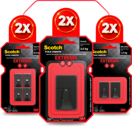 Gancho Scotch® Fixa Forte Fixação Extrema Preto